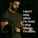 Man lifting weights with overlay of inspirational quote about mental health and exercise