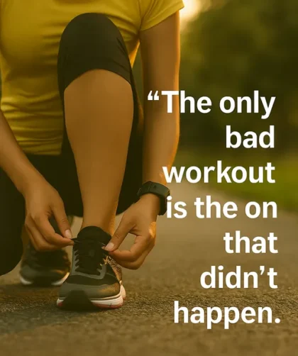 Person tying running shoes with quote overlay about fighting mental health challenges through fitness