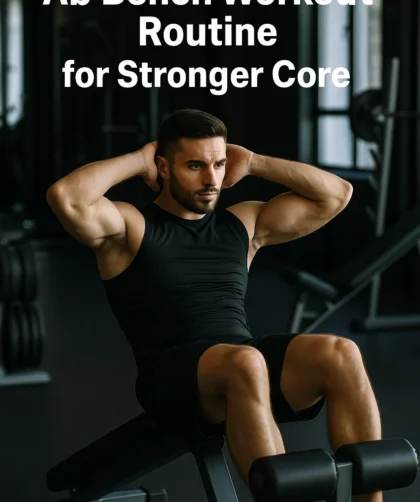 Man performing ab exercises on a decline bench in a gym setting, focusing on core strength training