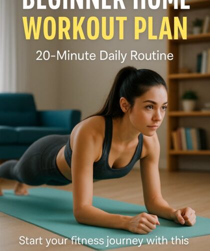 Woman doing a plank on a yoga mat during beginner home workout